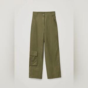 Cos Super Highrise Wide Leg Cargo Pants Cotton Army Green Size 12
